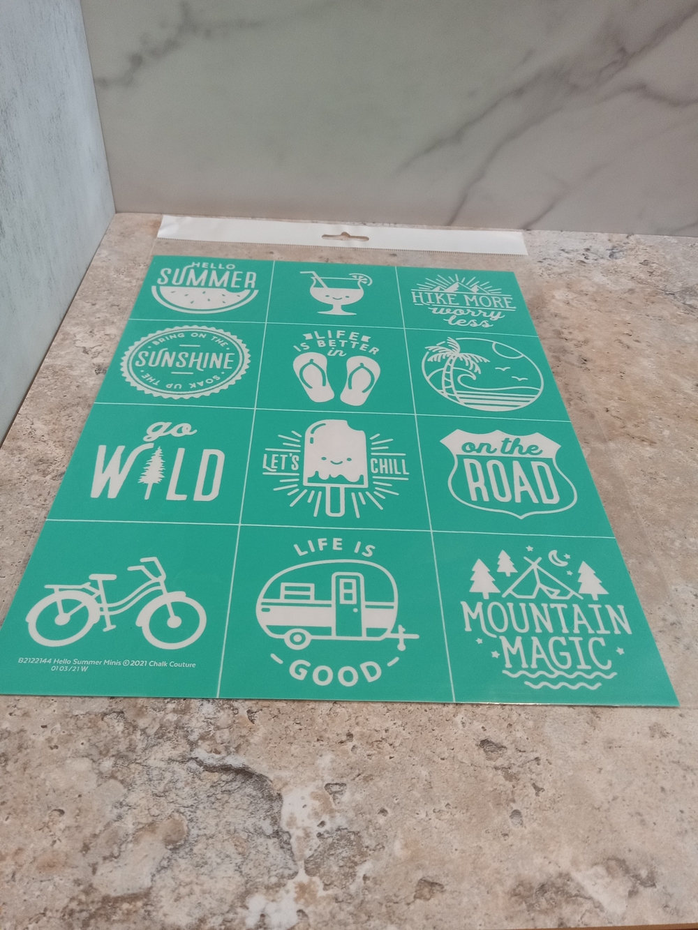 Chalk Couture Teal and White Summer Icons Craft Transfer